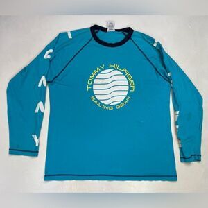 VINTAGE Tommy Hilfiger Sailing Gear Graphic T-shirt Men XL Blue Long Sleeve 90s